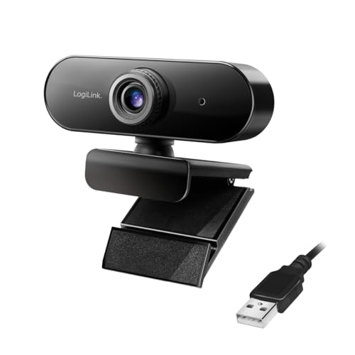 LogiLink UA0371 - Pro Full-HD-USB-Webcam mit Mikrofon für gestochen scharfe Videogespräche über Skype/Google Meet/FaceTime/FB Messenger/etc. von Logilink