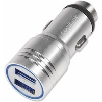 LOGILINK USB-Lader KFZ PA0228, 2-fach, 2,1 A, silber, integrierter Nothammer von Logilink