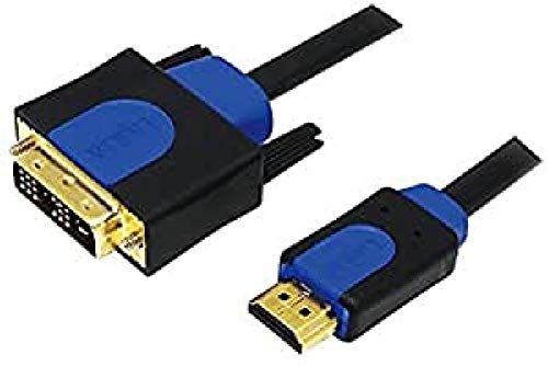 Logilink CHB3103 HDMI High Speed mit Ethernet (V1.4) zu DVI (18+1) Kabel, Male/Male (Gold), schwarz, 3M, Colour Box mit Gold Logo von Logilink