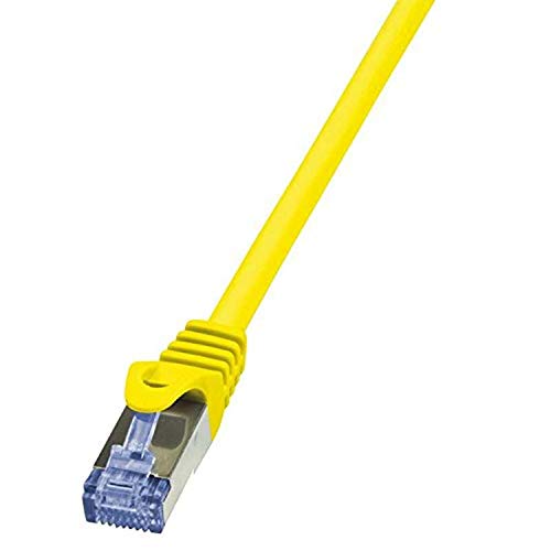 Logilink CQ3017S RJ45 Netzwerkkabel, Patchkabel CAT 6a S/FTP Gelb Flammwidrig, mit Rastnasen 0.25 m, 3 Stück von Logilink