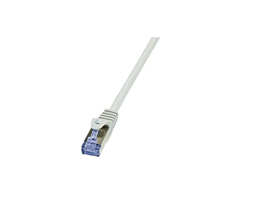 Logilink CQ3022S RJ45 Netzwerkkabel, Patchkabel CAT 6a S/FTP 0.50m Grau Flammwidrig, mit Rastnasensc, 1 Stück von Logilink