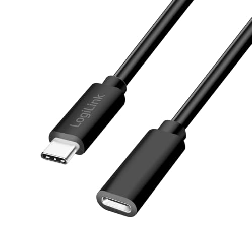 Logilink CU0210 - USB 2.0 Typ-C Verlängerungskabel mit PD Unterstützung (PowerDelivery), Farbe: Schwarz, Kabellänge: 1m von Logilink