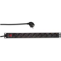Logilink - Steckdosenleiste 19', 9-fach, Schutzkontaktstecker, Schalter, schwarz von Logilink
