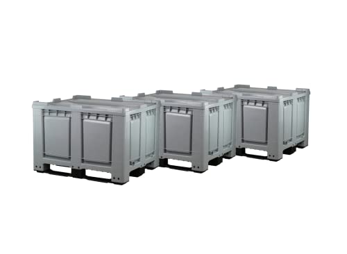 Logiplast 3 Stück Palettenboxen mit Deckel LxBxH: 1200 x 1000 x 790 mm geschlossen mit 3 Kufen in Grau Logiplast 3 Stück Palettenboxen mit Deckel LxBxH: 1200 x 1000 x 790 mm geschlossen mit 3 Kufen in Grau von Logiplast