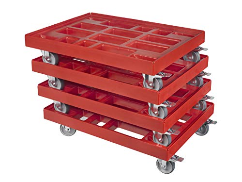 4 Stück Gigant Transportroller für Kisten 80 x 60 cm - 400 kg Traglast mit 2 Bremsen von Logiplast