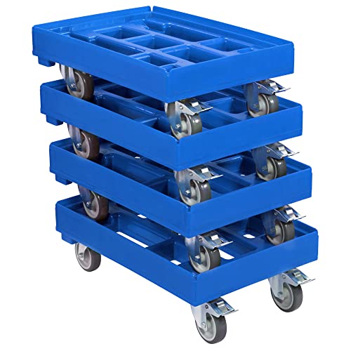 4 Stück Hygiene Transportroller für Kisten 60 x 40 cm mit 2 Bremsen in blau 4 Stück Hygiene Transportroller für Kisten 60 x 40 cm mit 2 Bremsen in blau von Logiplast