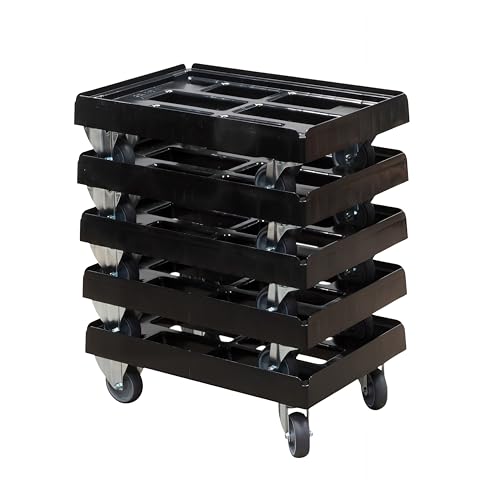 5 Stück Transportroller für Kisten 60 x 40 cm mit 2 Bock- und 2 Lenkrollen in schwarz 5 Stück Transportroller für Kisten 60 x 40 cm mit 2 Bock- und 2 Lenkrollen in schwarz von Logiplast