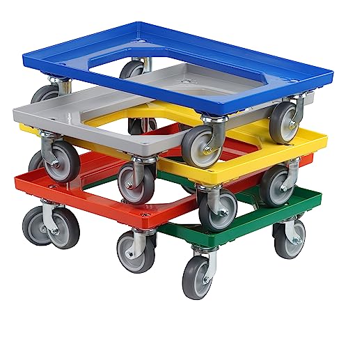 5 Stück Transportroller für Kisten 60 x 40 cm mit 4 Lenkrollen von Logiplast