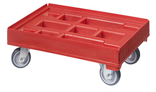 Hygiene Transportroller für Kisten 60 x 40 cm mit 2 Bock- und 2 Lenkrollen in rot von Logiplast