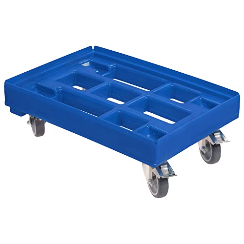 Hygiene Transportroller für Kisten 60 x 40 cm mit 2 Bremsen in blau von Logiplast