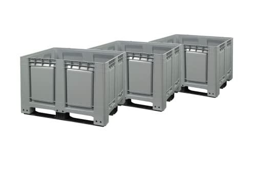 Logiplast 3 Stück Palettenbox LxBxH: 1200 x 1000 x 790 mm geschlossen mit 3 Kufen in grau Logiplast 3 Stück Palettenbox LxBxH: 1200 x 1000 x 790 mm geschlossen mit 3 Kufen in grau von Logiplast