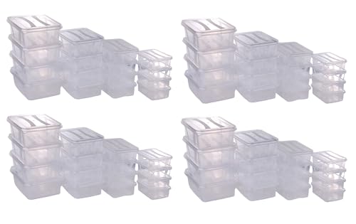 Logiplast 32 Stück Aufbewahrungsboxen - 8 Stück 0,4 Ltr. + 8 Stück 0,7 Ltr. + 8 Stück 1,2 Ltr. + 8 Stück 2,1 Ltr. Volumen von Logiplast