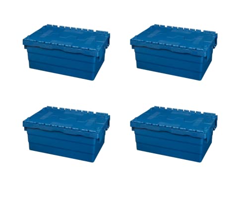Logiplast 4 Stück Kunststoffkisten mit Deckel 60 x 40 x 25 cm Aufbewahrungsbox in Industriequalität von Logiplast