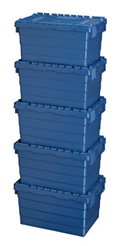 Logiplast 5 Stück Kunststoffkisten mit Deckel 60 x 40 x 32 cm Aufbewahrungsbox in Industriequalität von Logiplast