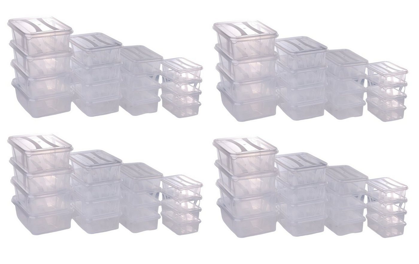 Logiplast Aufbewahrungsbox 32er- Set - jeweils 8 x 0,4 Ltr., 0,7 Ltr., 1,2 Ltr u. 2,1 Ltr. (Spar-Set, 32 Dosen), lebensmittelecht, als Gefrierdose geeignet, spülmaschinenfest von Logiplast