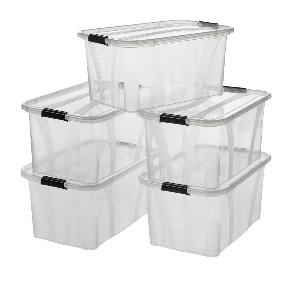 Logiplast Aufbewahrungsbox Premium Aufbewahrungsbox, 14 Liter (Spar-Set, 5 Stück), Clipverschluss zum einfachen verschließen von Logiplast