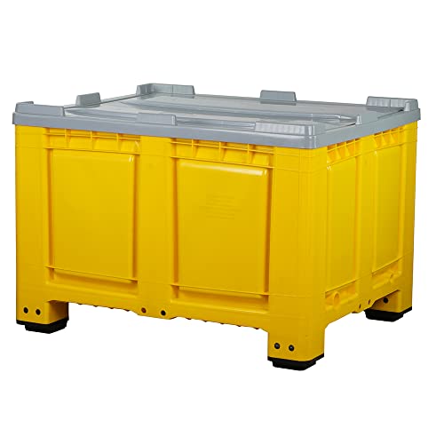 Logiplast Palettenbox mit Deckel LxBxH: 1200 x 1000 x 790 mm geschlossen mit 4 Füssen in gelb von Logiplast