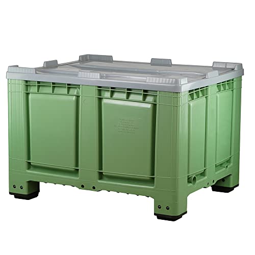 Logiplast Palettenbox mit Deckel LxBxH: 1200 x 1000 x 790 mm geschlossen mit 4 Füssen in grün von Logiplast