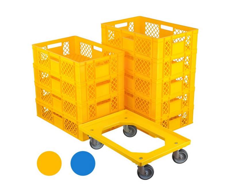 Logiplast Stapelbox 9 Stück Bäckerkisten 600 x 400 x 150 mm und 1 Stück Transportroller von Logiplast
