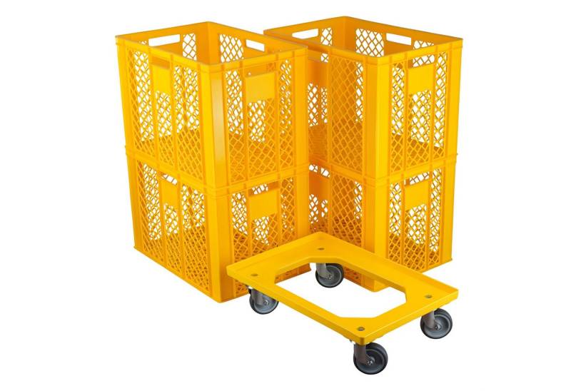 Logiplast Stapelbox Stapelbox 4 Bäckerkisten 600 x 400 x 410 mm und 1 Transportroller von Logiplast