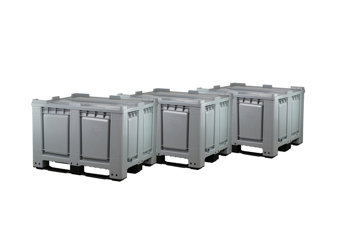 Logiplast Transportbehälter 3 Palettenboxen m. Deckel 680l 120x100x79 cm Grau 3 Kufen Logiplast Transportbehälter 3 Palettenboxen m. Deckel 680l 120x100x79 cm Grau 3 Kufen von Logiplast
