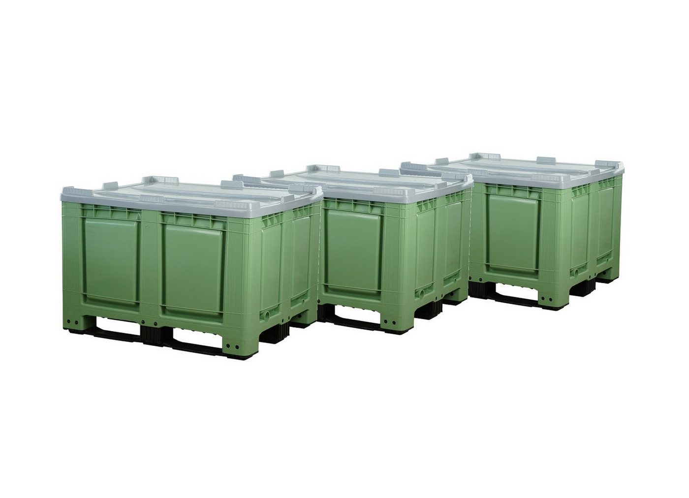 Logiplast Transportbehälter 3 Palettenboxen m. Deckel 680l 120x100x79 cm Grün 3 Kufen Logiplast Transportbehälter 3 Palettenboxen m. Deckel 680l 120x100x79 cm Grün 3 Kufen von Logiplast