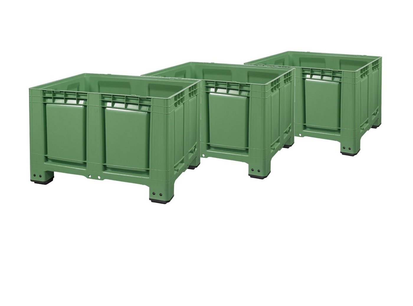 Logiplast Transportbehälter 3 Stück Palettenbox LxBxH: 1200 x 1000 x 790 mm geschlossen mit 4 Füss von Logiplast