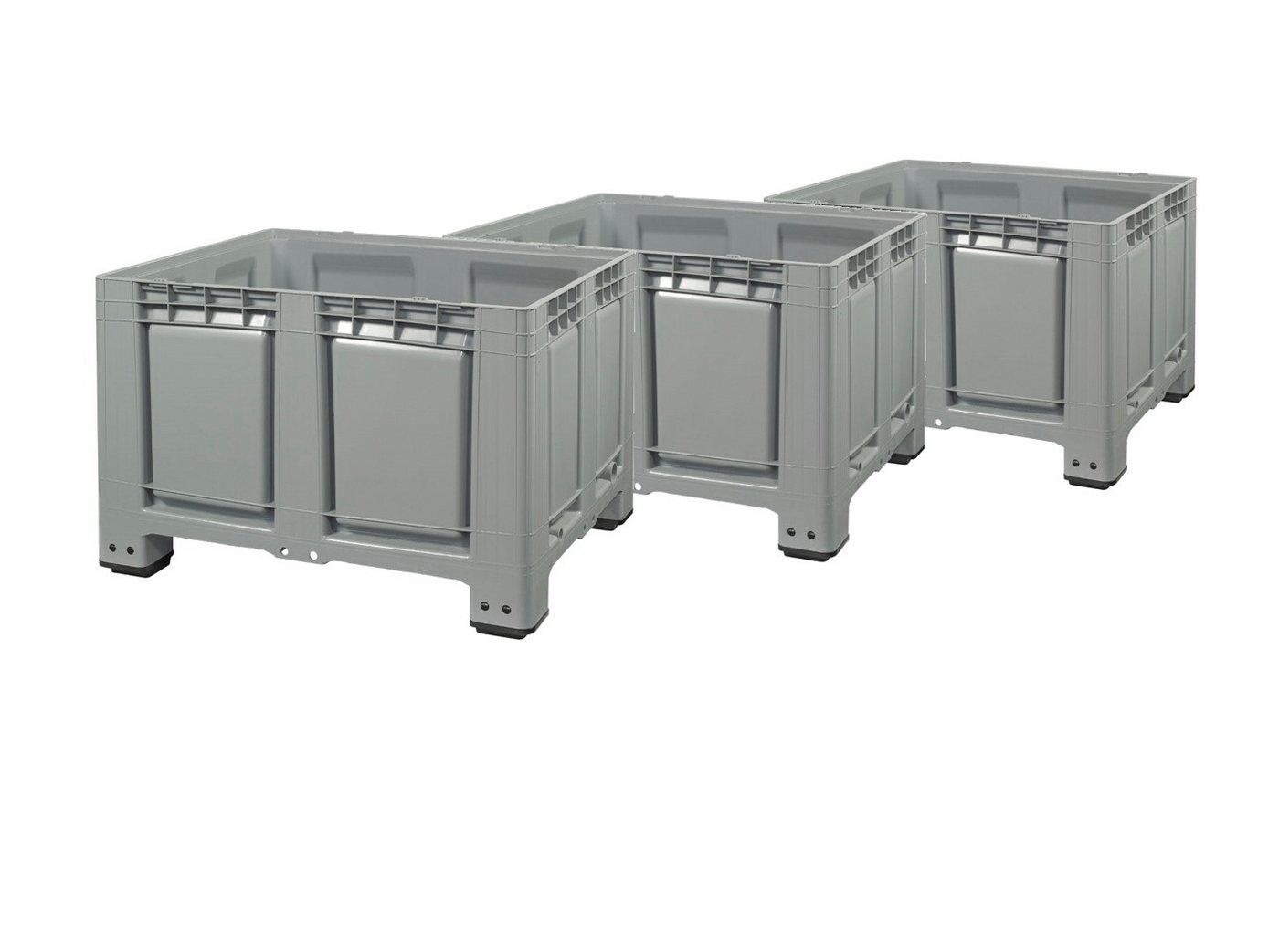 Logiplast Transportbehälter 3 Stück Palettenbox LxBxH: 1200 x 1000 x 790 mm geschlossen mit 4 Füss von Logiplast