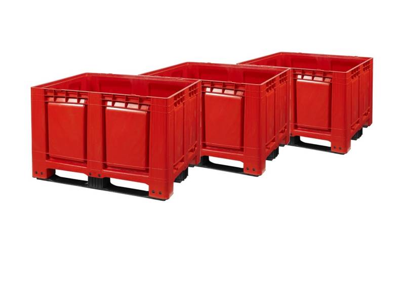 Logiplast Transportbehälter 3 Stück Palettenboxen 680l 120x100x79 cm Rot 3 Kufen Logiplast Transportbehälter 3 Stück Palettenboxen 680l 120x100x79 cm Rot 3 Kufen von Logiplast