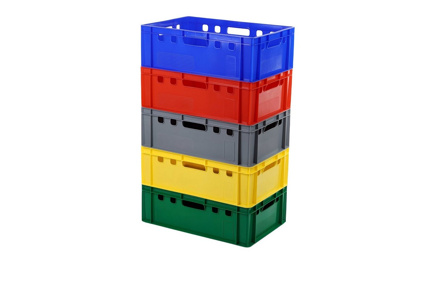 Logiplast Transportbehälter 5 Stück Eurokisten 600 x 400 x 200 mm verschiedene Farben, (Spar-Set, 5 Stück), stapelbar, widerstandsfähig, robust von Logiplast