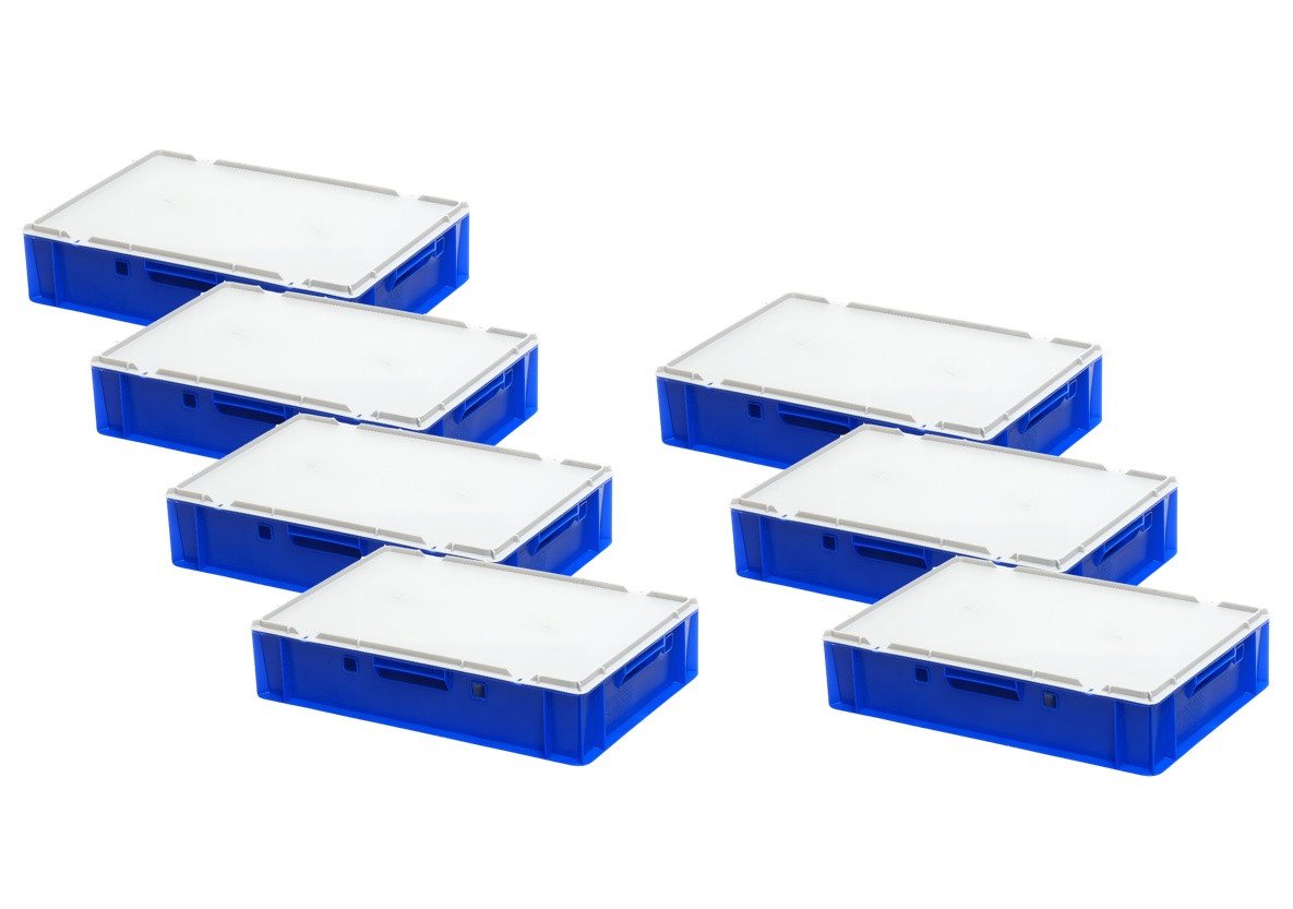Logiplast Transportbehälter 7 Stück E1-Kisten blau mit Deckel in grau Logiplast Transportbehälter 7 Stück E1-Kisten blau mit Deckel in grau von Logiplast