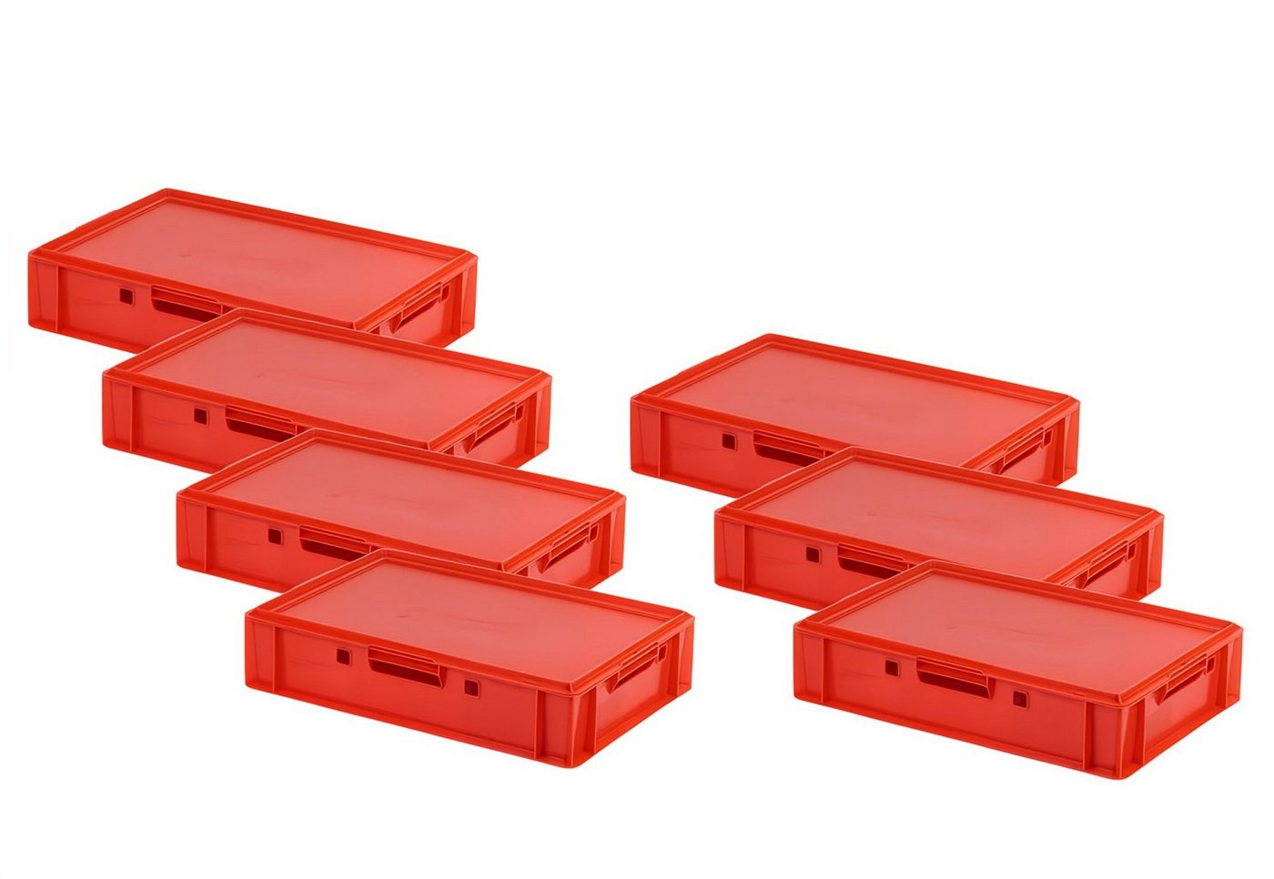 Logiplast Transportbehälter 7 Stück E1-Kisten rot mit Deckel in rot, (Spar-Set), lebensmittelecht, robust, stapelbar, widerstandsfähig von Logiplast