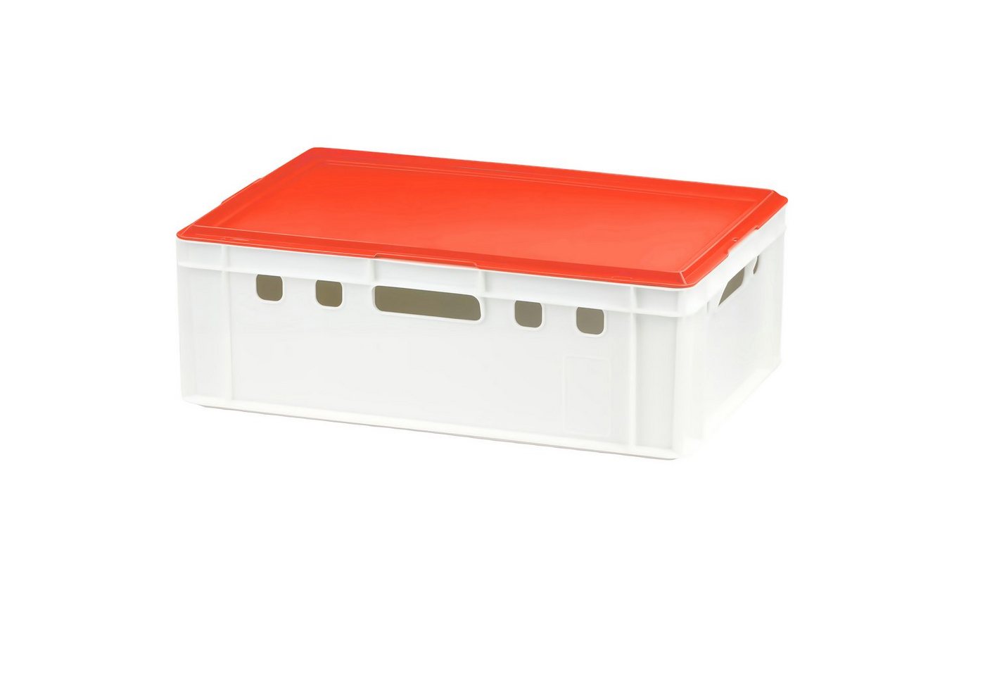 Logiplast Transportbehälter E2 Kiste mit rotem Deckel, (Spar-Set, Eine E2 Kiste mit rotem Deckel), lebensmittelunbedenklich, robust, leicht zu reinigen von Logiplast