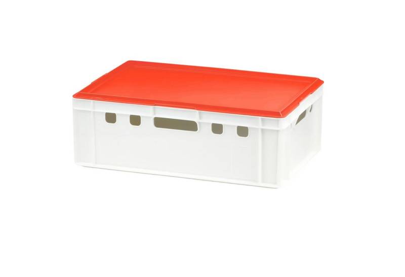 Logiplast Transportbehälter E2 Kiste mit rotem Deckel, (Spar-Set, Eine E2 Kiste mit rotem Deckel), lebensmittelunbedenklich, robust, leicht zu reinigen von Logiplast