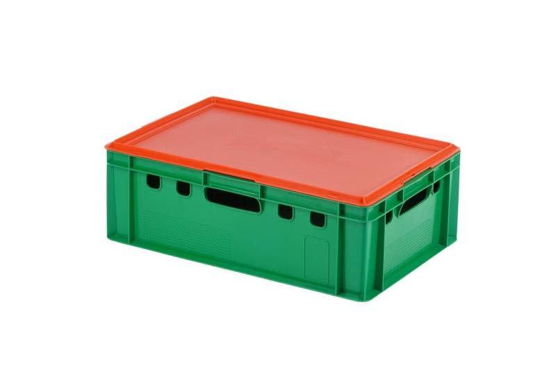 Logiplast Transportbehälter E2 Kiste mit rotem Deckel, (Spar-Set, Eine E2 Kiste mit rotem Deckel), lebensmittelunbedenklich, robust, leicht zu reinigen von Logiplast