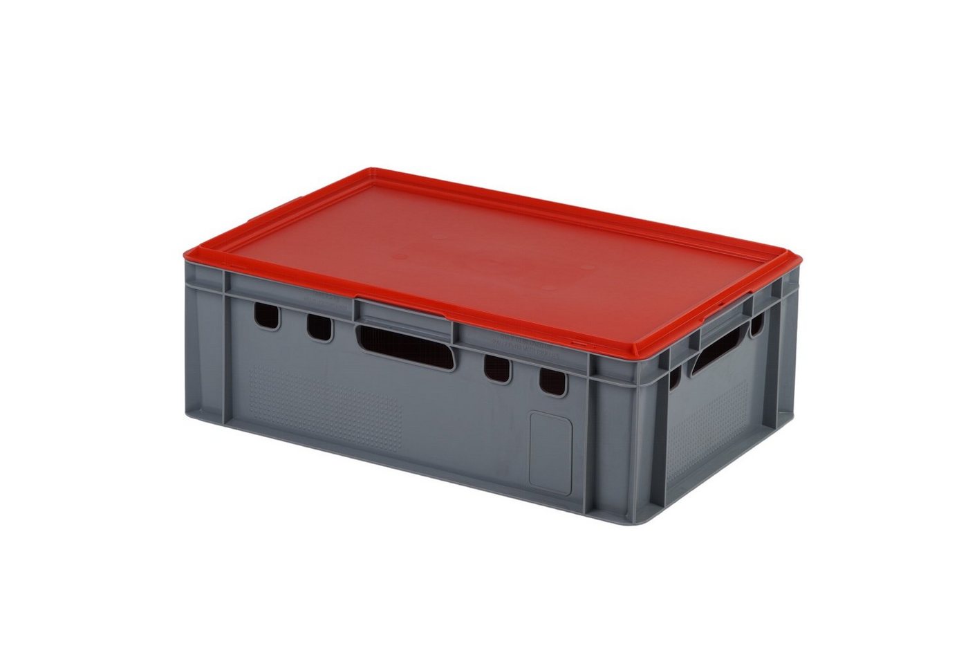 Logiplast Transportbehälter E2 Kiste mit rotem Deckel, (Spar-Set, Eine E2 Kiste mit rotem Deckel), lebensmittelunbedenklich, robust, leicht zu reinigen von Logiplast