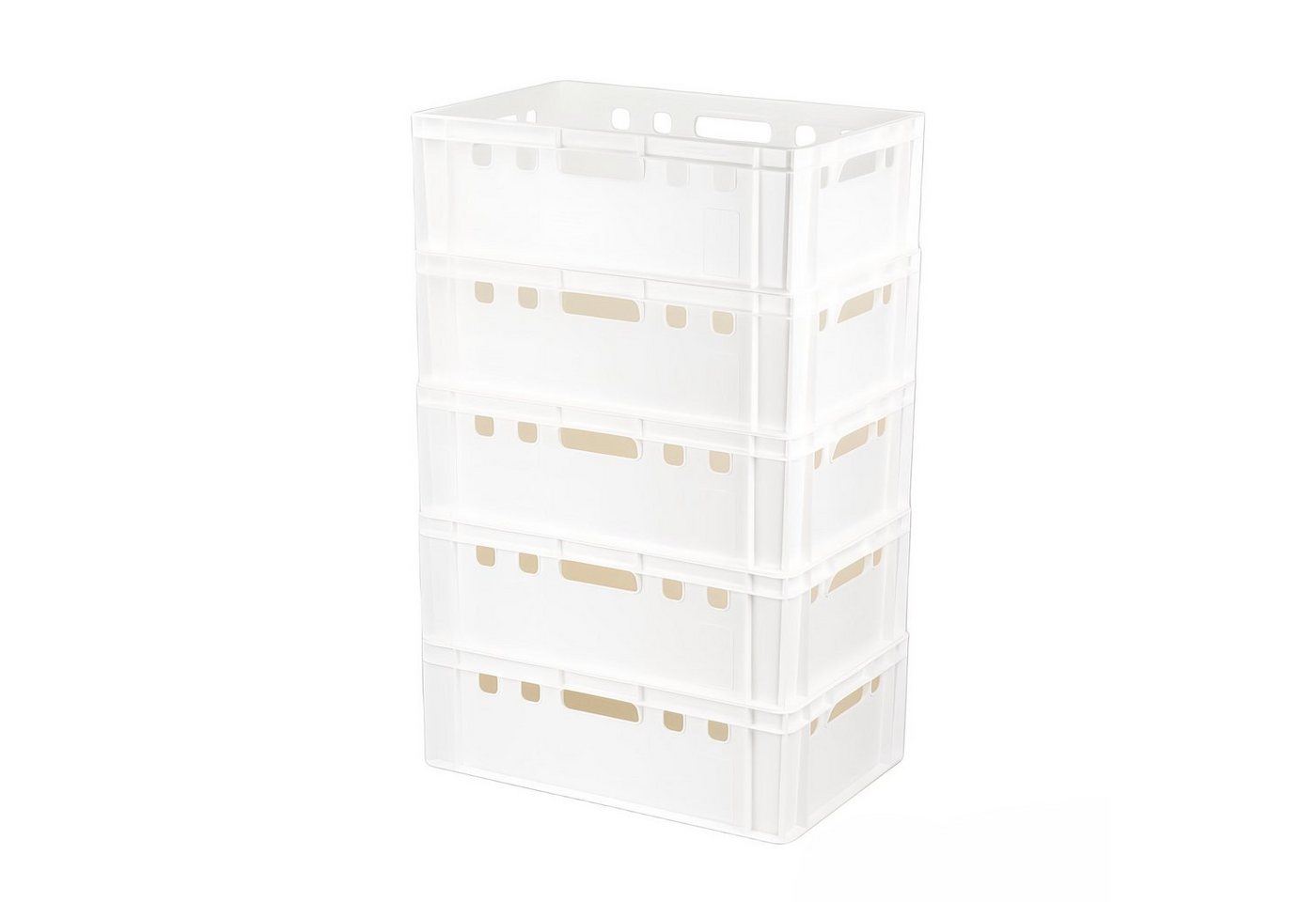 Logiplast Transportbehälter Eurokisten E2 Metzgerkiste Weiß, (Spar-Set, 5 Stück), langlebig, lebensmittelunbedenklich, stabil von Logiplast