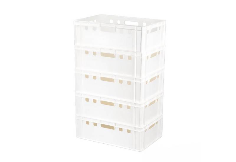 Logiplast Transportbehälter Eurokisten E2 Metzgerkiste Weiß, (Spar-Set, 5 Stück), langlebig, lebensmittelunbedenklich, stabil von Logiplast