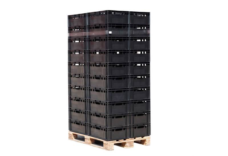 Logiplast Transportbehälter Palette E2- Kisten - 40 Stück - schwarz, (Palette, 40 Stück), lebensmittelunbedenklich, leicht zu reinigen, stapelbar von Logiplast
