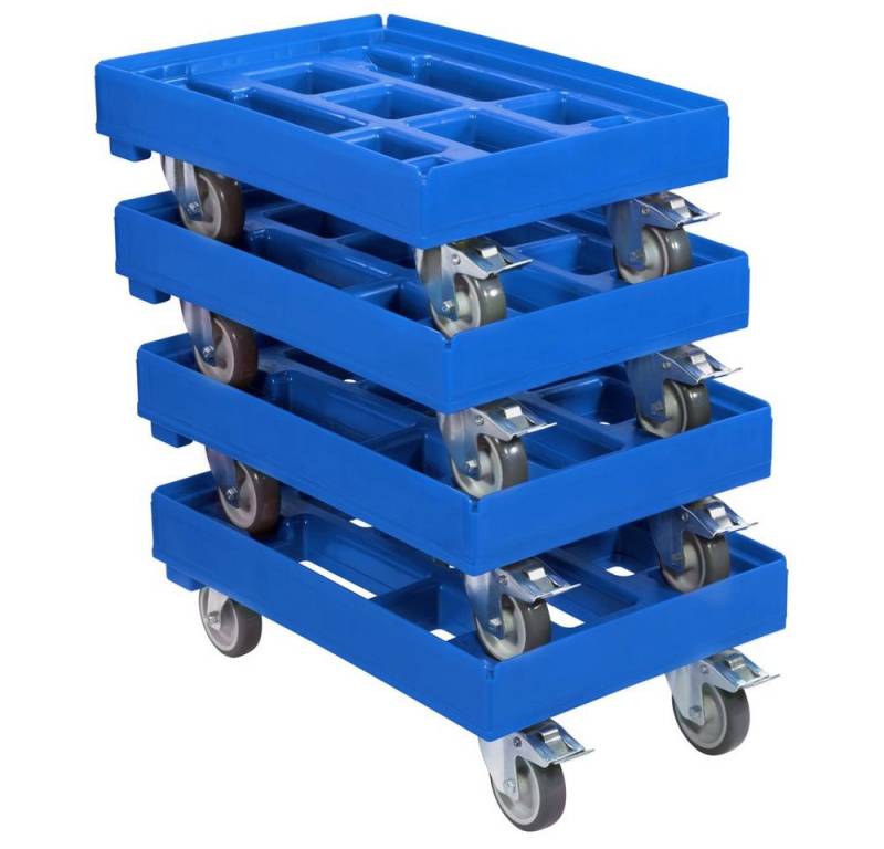 Logiplast Transportroller Hygienetransportroller Typ B-F 2 Bremsen und 2 Lenkrollen, (Spar-Set, 4 Stück), robust, 300 kg Belastbarkeit, leise laufende Rollen von Logiplast