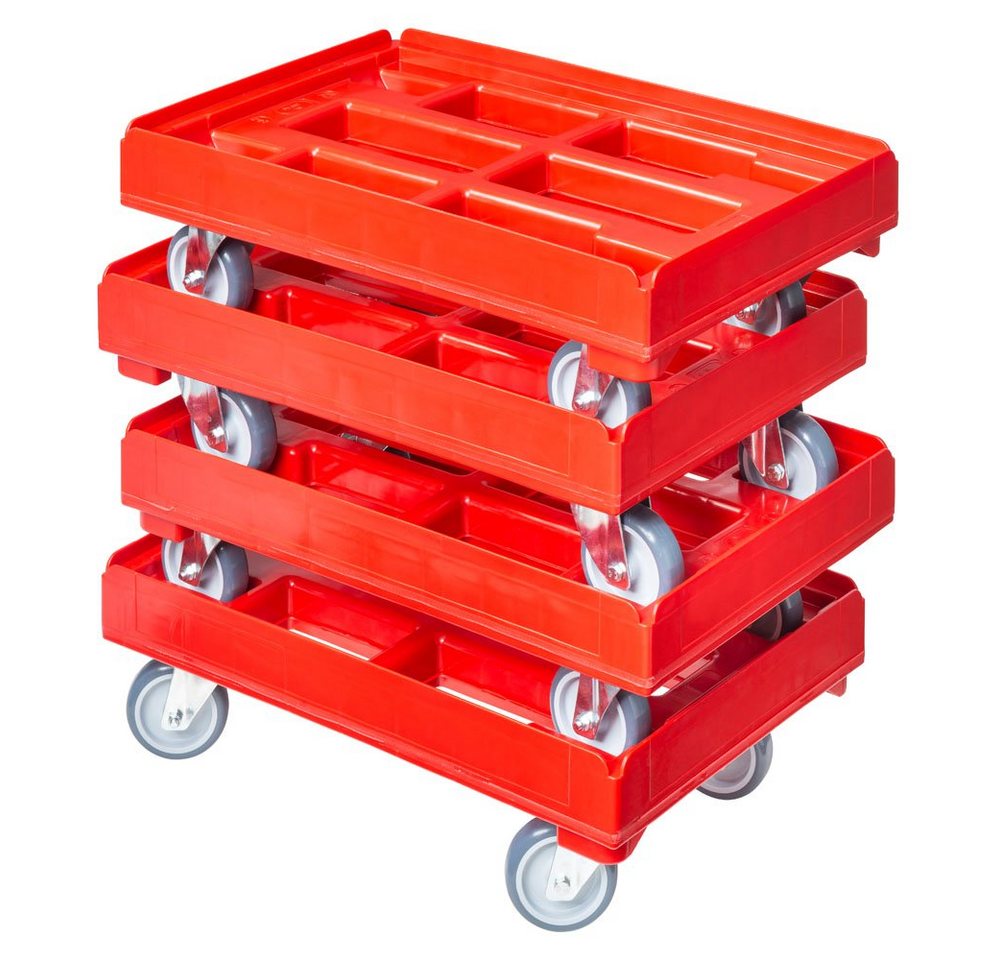 Logiplast Transportroller Hygienetransportroller 4 Lenkrollen rot, (Spar-Set, 4 Stück), leicht zu reinigen, 300 kg belastbar, leise laufende Räder von Logiplast