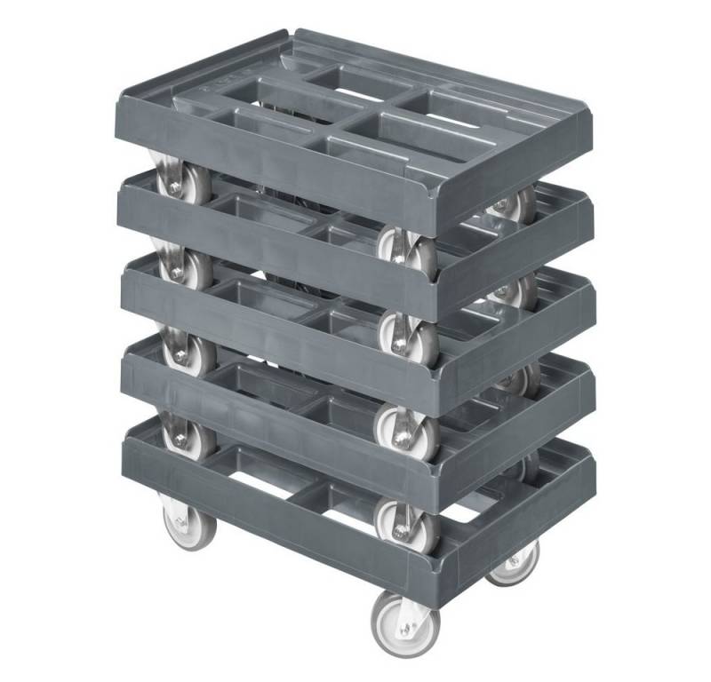 Logiplast Transportroller Typ A für Kisten 600x400 mm 2 Bock / 2 Lenkrollen Grau, (Spar-Set, 5 Stück), besonders gut geeignet für Kisten 600 x 400 mm und 400 x 300 mm von Logiplast