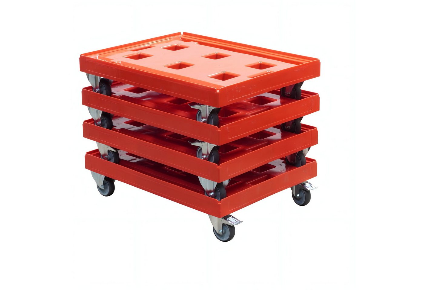 Logiplast Transportroller 4 Stück Transportroller Gigant in Rot Typ A-F - 2 Bock- und 2 Lenkroll von Logiplast