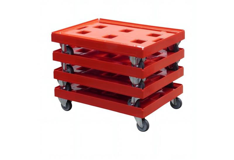 Logiplast Transportroller 4 Stück Transportroller für Kisten 80 x 60 cm - 400 kg Traglast in Rot Logiplast Transportroller 4 Stück Transportroller für Kisten 80 x 60 cm - 400 kg Traglast in Rot von Logiplast