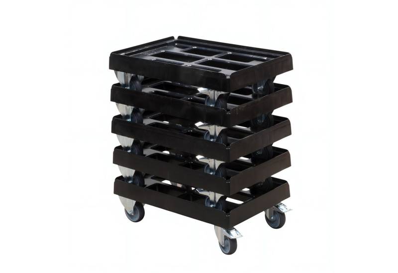 Logiplast Transportroller 5 Stück Transportroller für Kisten 60 x 40 cm mit 2 Bockrollen und 2 B von Logiplast