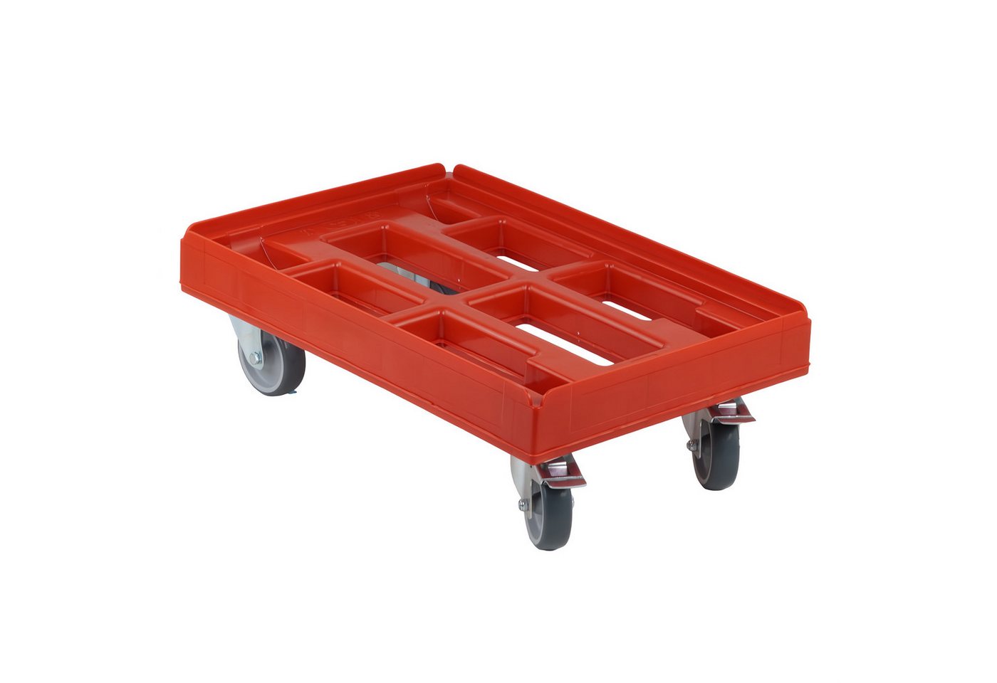 Logiplast Transportroller Hygiene Transportroller für Kisten 60 x 40 cm mit 2 Bock- und 2 Lenkro, (Spar-Set, 1 Hygienetransportroller), mit Bremsrollen, 300 kg Belastbarkeit, robust von Logiplast