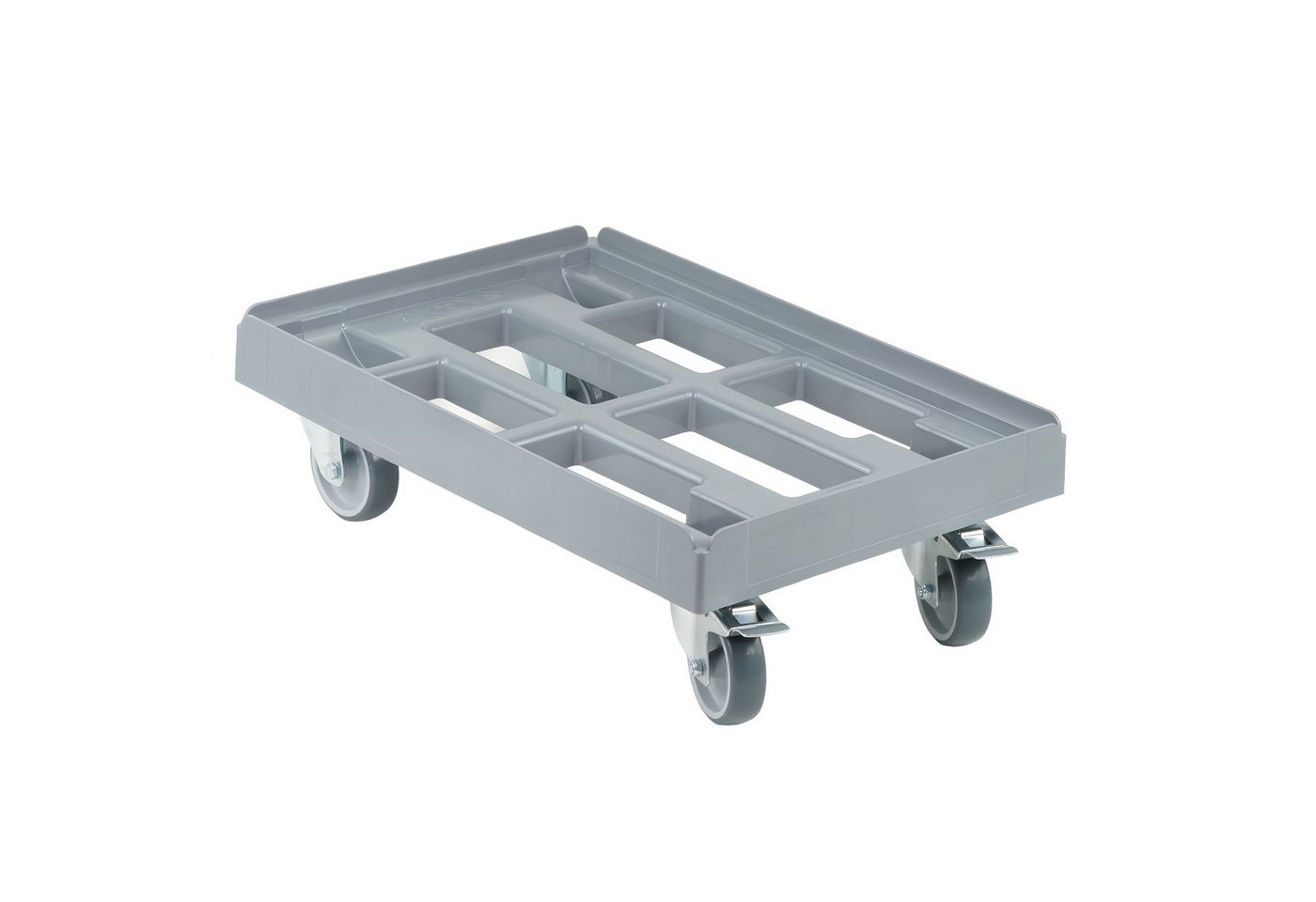 Logiplast Transportroller Transportroller für Kisten 60 x 40 cm mit 2 Bockrollen und 2 Bremsen, (1 Stück) von Logiplast