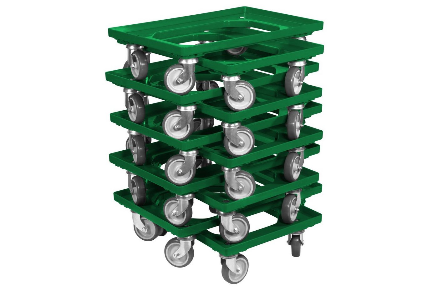 Logiplast Transportroller Typ C mit 4 Lenkrollen und 250 kg Traglast in Grün, (Spar-Set, 10 Stück), besonders gut geeignet für Kisten 600 x 400 mm von Logiplast