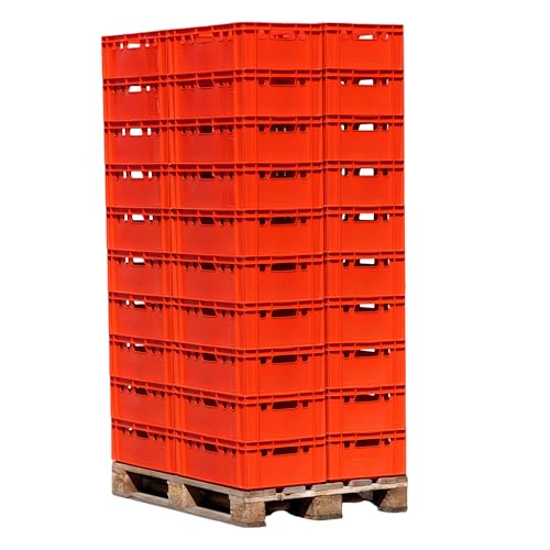 Palette E2 Kisten 60x40x20 Fleischkiste Lagerkiste Metzgerkiste - 40 Stück in rot von Logiplast