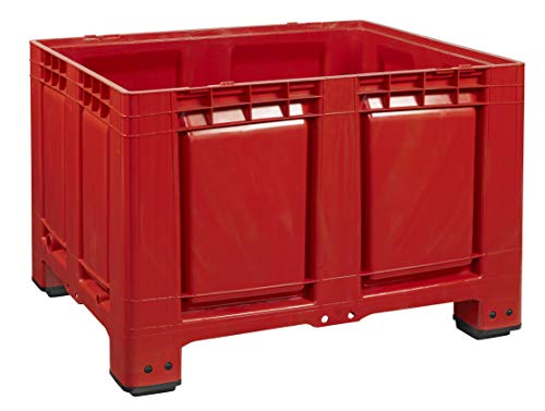 Palettenbox LxBxH: 1200 x 1000 x 790 mm geschlossen mit 4 Füße in rot von Logiplast